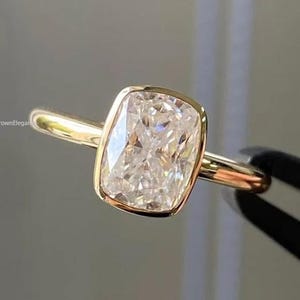 Bezel Set Cushion Cut Diamond Solitaire Engagement Ring, Lab Grown Diamond Wedding Ring, IGI Certified Diamond Ring for Women, Handmade Ring