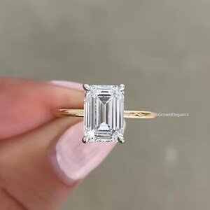 2.0 Carat Emerald Cut Lab Grown Diamond Ring / Emerald Lab Diamond Solitaire Ring / Emerald Cut Engagement Ring / Solitaire /Minimalist Ring