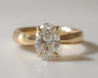 3 CT Oval Cut Lab Grown Engagement Ring | 14k Yellow Gold Ring | Solitaire Ring | Anniversary Gift | Wedding Ring | Promise Ring for Her