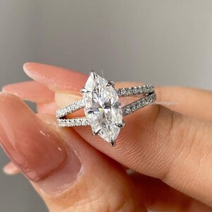 2 Carat Marquise Engagement Ring, Marquise Lab Grown Diamond Solitaire Engagement Ring, Wedding Ring, Anniversary Ring 14K Solid Yellow Gold