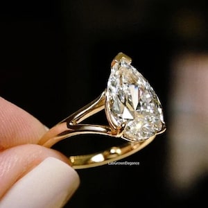 Pierścionek z diamentem w kształcie gruszki dla kobiet, pierścionek zaręczynowy z aureolą z diamentów hodowanych laboratoryjnie, pierścionek z diamentem na oświadczyny, prezenty rocznicowe, pierścionek zaręczynowy dla niej