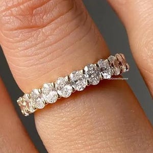 Oval Cut Lab Grown Diamond Wedding Band, Full Eternity Diamond Band, Wedding Gift Band, Bridal Ring Promise Band, Anniversary Gifts For Her&quot;