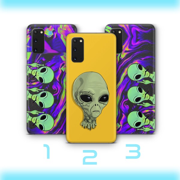 Aliens 1 Phone Case Cover For Samsung Galaxy S10 S20 S21 FE S22 S23 S24 Plus Ultra Street Art Graffiti Alien Design Picture UFO Outter Space