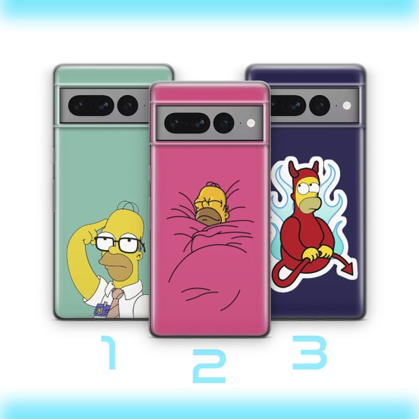 Homer 6 Phone Case Cover For Google Pixel 7 7A 7 Pro 8 Pro Models Simpson Funny Cartoon Character Dad Father Lazy Sarcastic