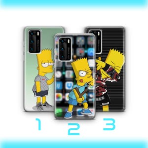 Puede incluir: Tres fundas transparentes para teléfono con diseños de Bart Simpson. Cada funda tiene un diseño diferente: Bart con una honda, Bart con el pulgar hacia arriba y Bart con un atuendo rojo y negro. Los números 1, 2 y 3 están impresos debajo.