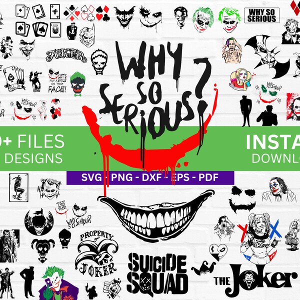 150+ JOKER SVG Designs, Svg Bundle Layered Item, Why So Serious, Cricut, Svg, Why So Serious Svg, Png, Digital Vector Cut Files