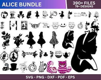 Alice in Wonderland SVG Bundle, Alice SVG, Princess svg, Alice in Wonderland Clipart, Alice in Wonderland cut file