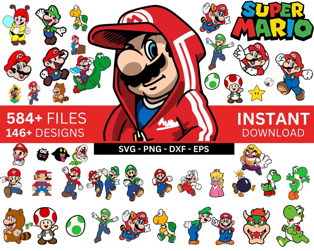 Super Mario Svg Eps Dxf Png, 580 File Super Mario Bundle SVG, for ...