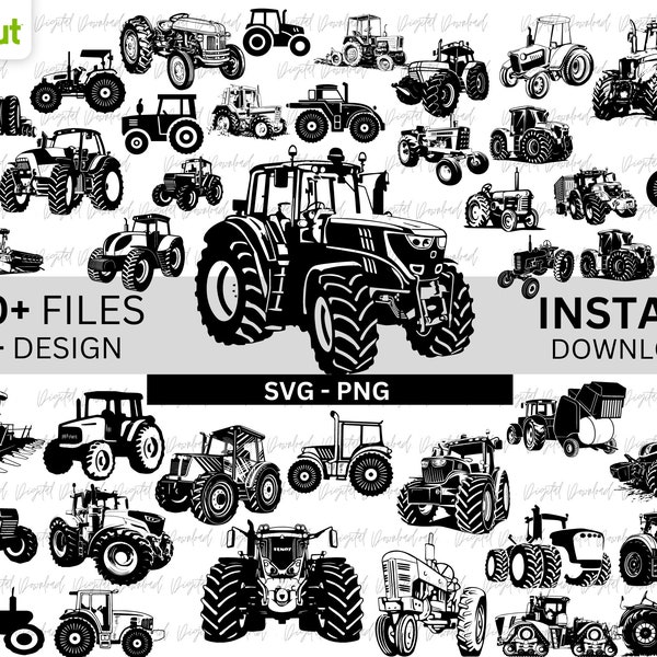 45 Tractors SVG Bundle, Tractors Silhouette svg, Tractors vector, Tractors png, Tractors images, Tractors clipart, Tractors cricut svg