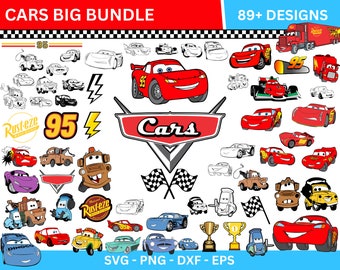 Cars SVG Bundle, cars svg, Lightning McQueen svg, Cars PNG clipart, For cars shirt or birthday, Lightning McQueen Silhouette,Cars Movie Svg