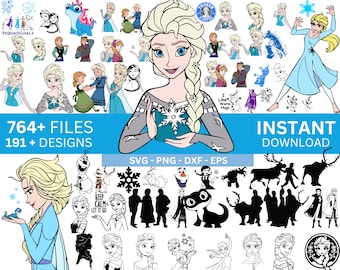 Frozen SVG, Frozen Svg Bundle, Anna Svg, Olaf Svg, Frozen Silhouette, Frozen Clipart, Princess Svg, Svg for Cricut, Insant Download