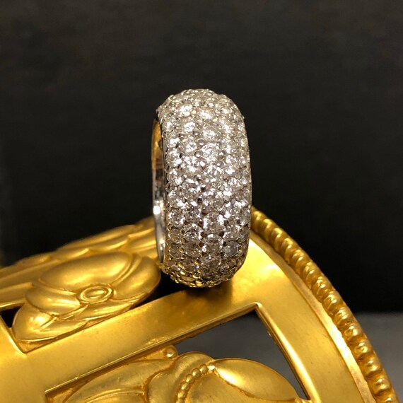 Estate 18K White Gold Wide Pave Diamond Band Ring… - image 2