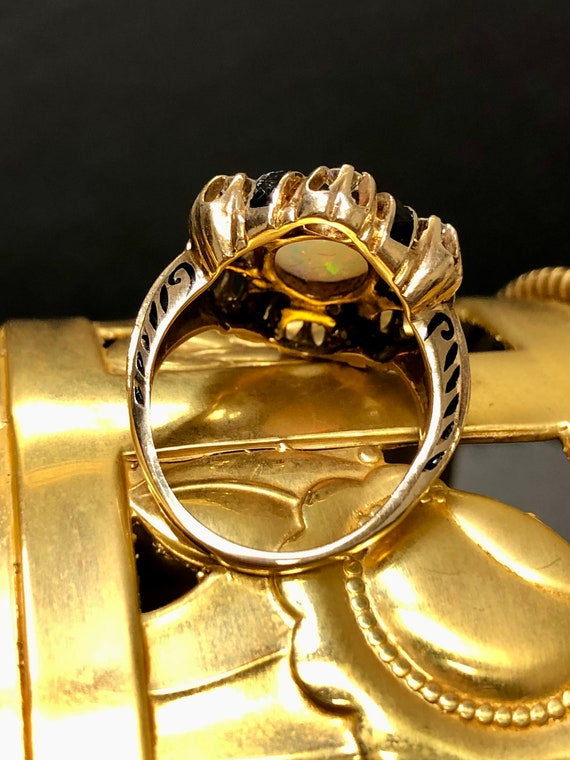 F & F Felger Opal Diamond Enamel Ring - image 4