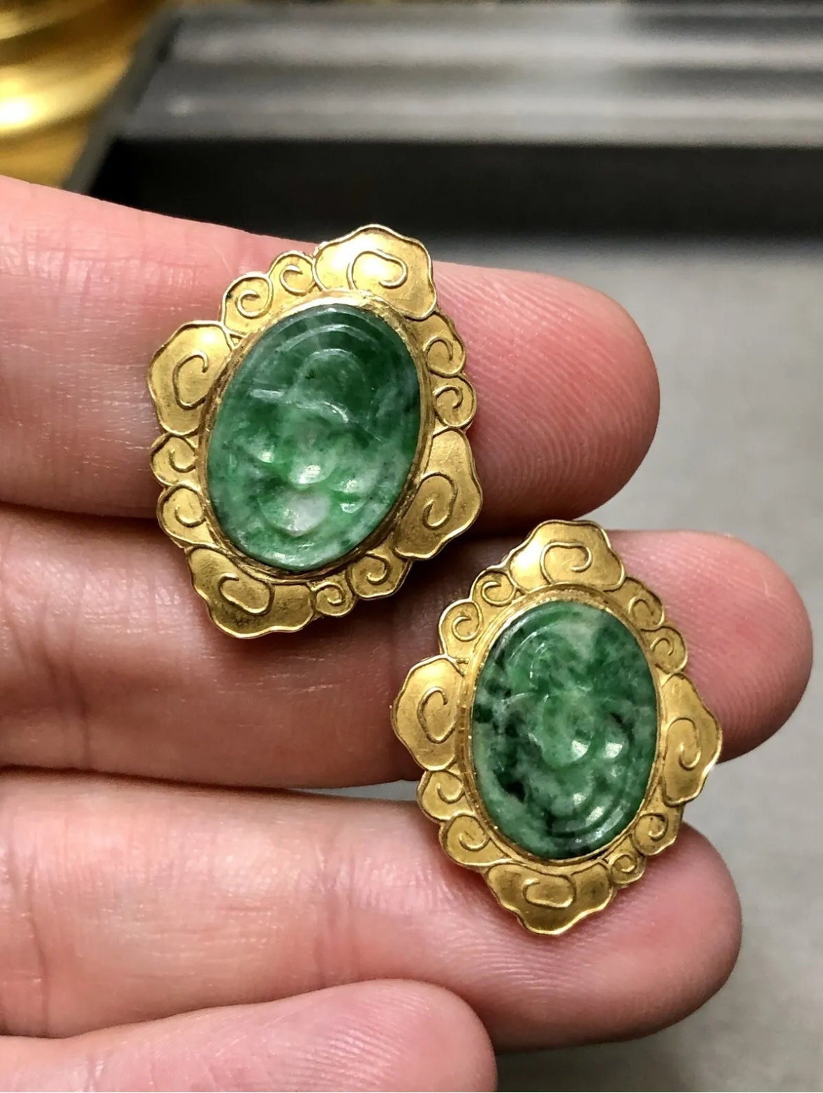 Clip-On Small Earrings - Round Matt Gold Disc With Tree Of Life Texture
