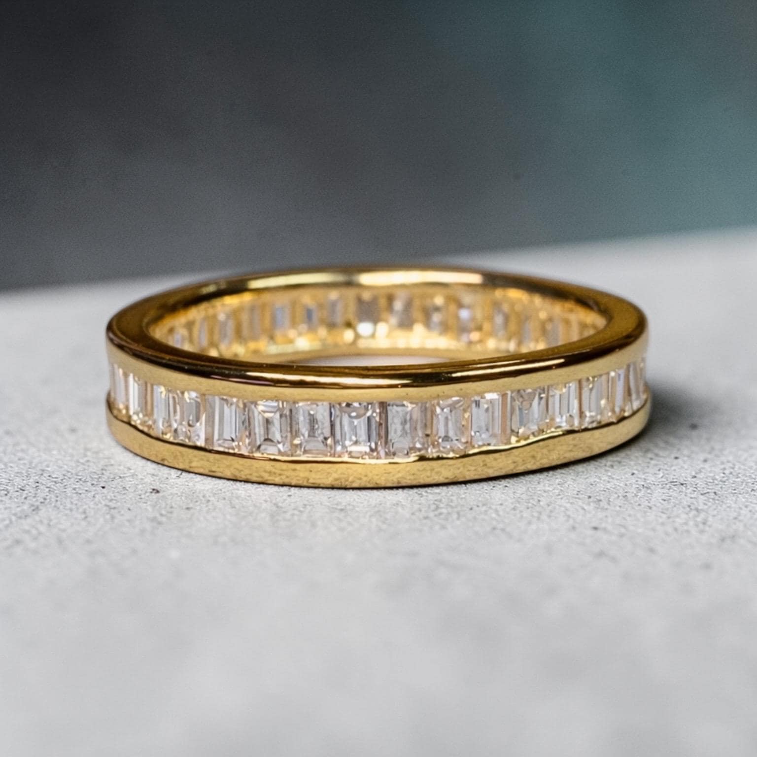 Estate 18K Yellow Gold Baguette Diamond Eternity Band 1.80ctw 3.65mm Sz ...