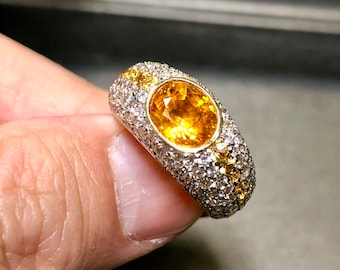 Estate VALENTE 18K Anello da cocktail con diamanti e zaffiri - Main Image