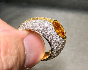 Estate VALENTE 18K Anello da cocktail con diamanti e zaffiri