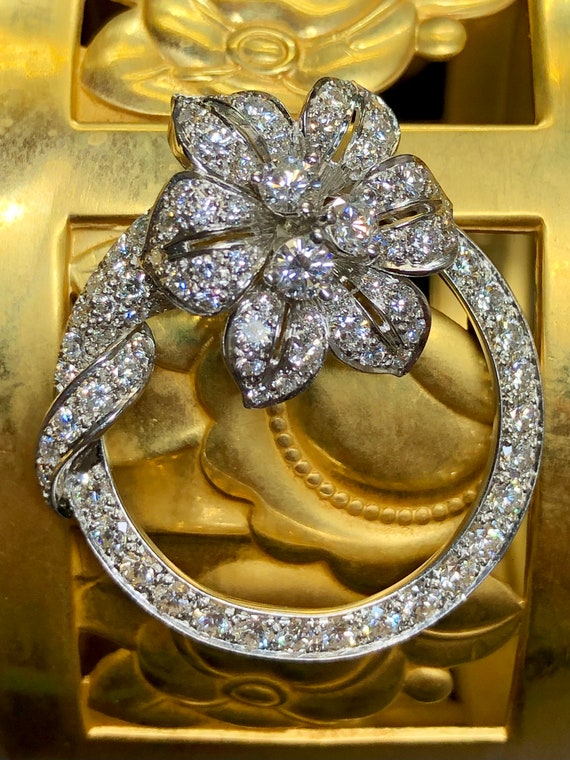 Vintage Tiffany & Co. Platinum Diamond Circle Flo… - image 1