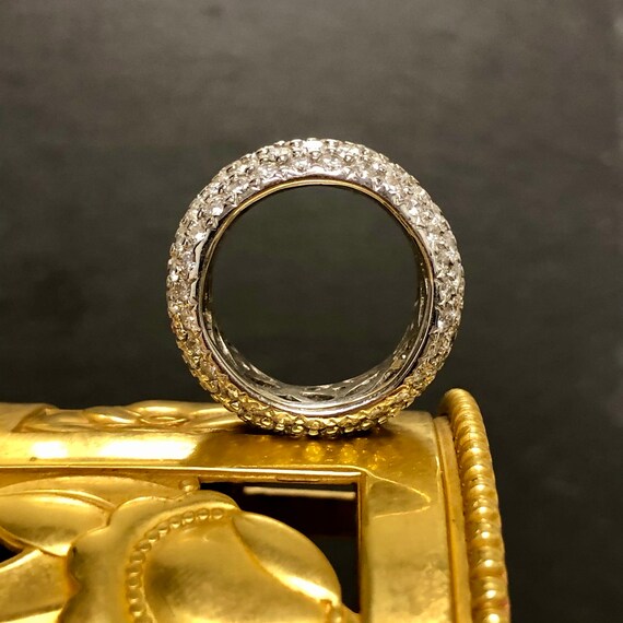 Estate 18K White Gold Wide Pave Diamond Band Ring… - image 3