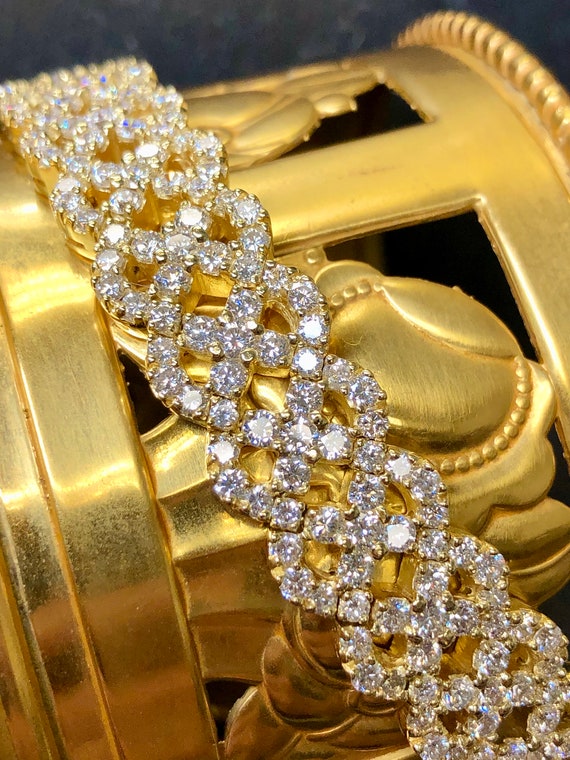 18K Woven Design Wide Diamond Bracelet - image 3
