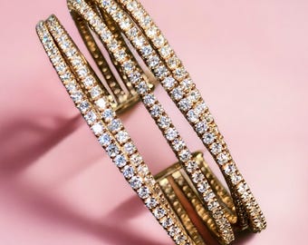 エステート 18K ローズゴールド ワイドダイヤモンド マルチロウ カフ