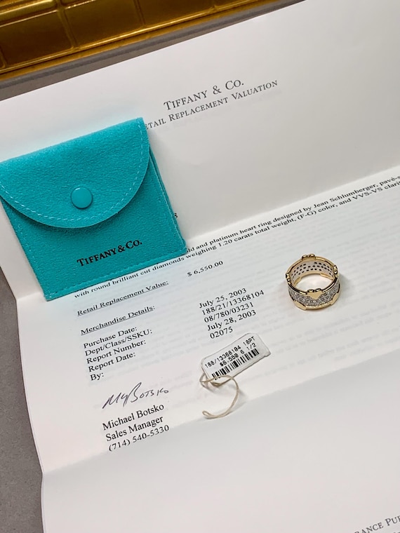 Tiffany & Co Schlumberger 18K Platinum Wide Pave Diamond Heart