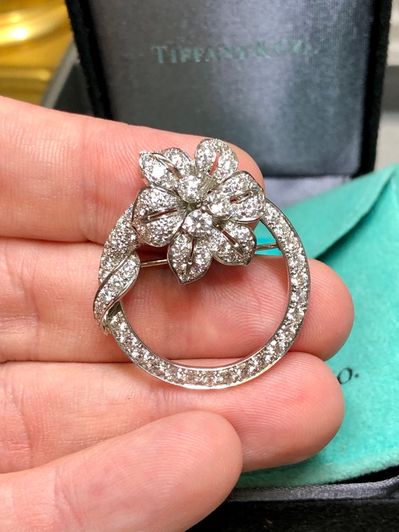 Vintage Tiffany & Co. Platinum Diamond Circle Flo… - image 4