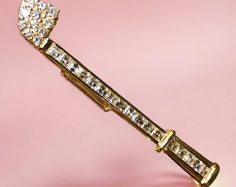 Vintage 18K Yellow Gold Carre Square Cut Diamond Gold Club Brooch Pendant 3.80ct