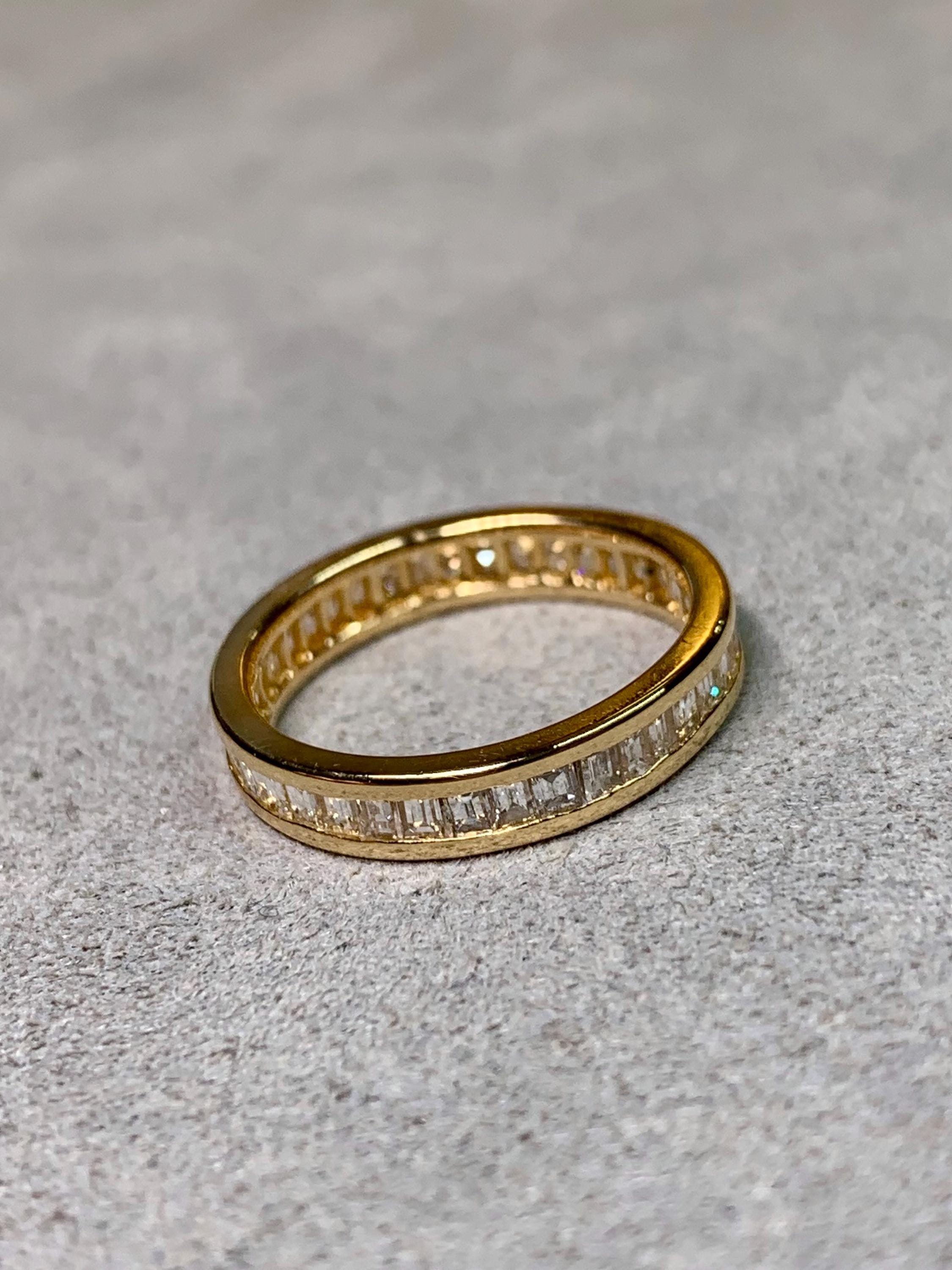 Estate 18K Yellow Gold Baguette Diamond Eternity Band 1.80ctw 3.65mm Sz ...