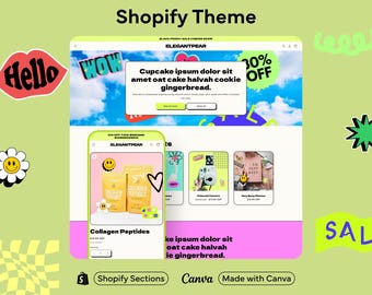 Bright Green Retro Vintage Shopify Theme Groovy Boutique Website Design Bold Nostalgic Aesthetic Customisable Template for Small Business