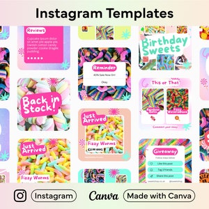 Sweets Instagram Templates Canva Instagram Templates, Canva Instagram Design, Candy Instagram Theme, Instagram Post Template image 1