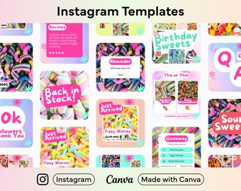 Snoepjes Instagram-sjablonen | Canva Instagram-sjablonen, Canva Instagram-ontwerp, Candy Instagram-thema, Instagram-postsjabloon