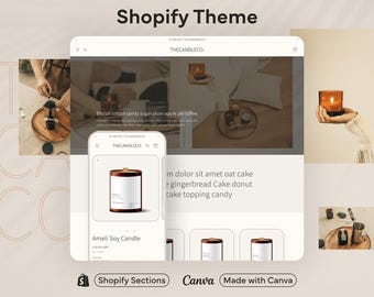 Clean Beige Candle Shopify Theme Minimalist Candle Shop Website Design Modern Wax Store Template Customisable Neutral Aesthetic Layout