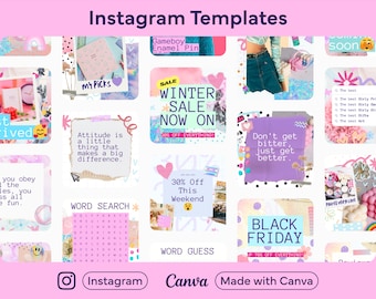 Craft Instagram Templates | 90s Instagram Templates, Girly Instagram Design, Retro Instagram Theme, Instagram Post, Instagram Post Template