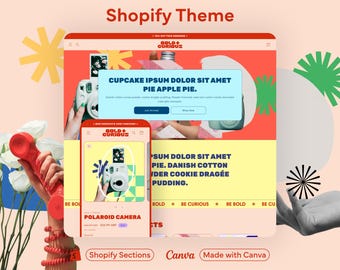 Bold Vibrant Shopify Theme Colourful Website Design Modern Bright Template Energetic Aesthetic Customisable Online Store Layout