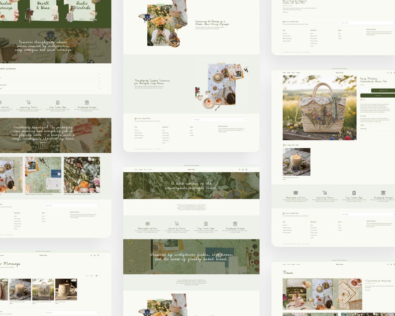 Cottagecore Shopify Theme Rustic Website Design Vintage Floral Boutique ...