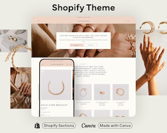 Jewellery Shopify Theme Elegant Boutique Website Design Modern Gold & Silver Store Template Minimal Customisable Luxury Shop Layout