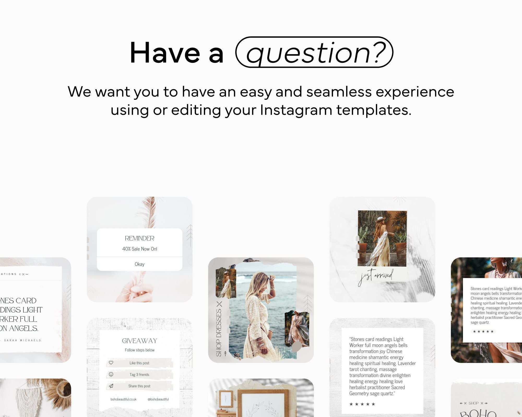 Boho Instagram Post Templates: Editable Canva Social Media Bundle - Etsy