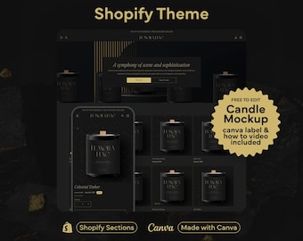 Luxury Black Gold Candle Shopify Theme Elegant Candle Shop Website Design Premium Wax Store Template Modern Chic Aesthetic Layout