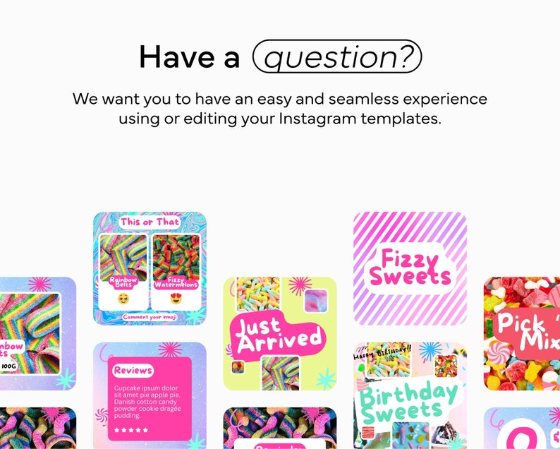 Sweets Instagram Templates Canva Instagram Templates, Canva Instagram Design, Candy Instagram Theme, Instagram Post Template image 7