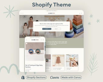 Scandi Kids Baby Shopify Theme Minimalist Children’s Store Website Design Modern Neutral Template Clean Aesthetic Customisable Layout