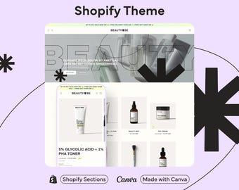 Beauty Shopify Theme Cosmetic & Skincare Website Design Elegant Makeup Store Template Modern Aesthetic Customisable Online Shop Layout