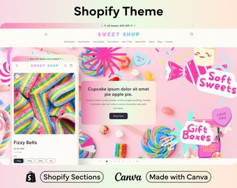 Snoep Shopify-thema | Candy Shopify-thema, Sweet Shopify Premium-thema, Sweet Shop Shopify Store-ontwerp, Shopify-secties, Shopify-ontwerp