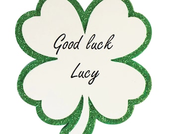 Personalized irish clover Ornament, Free Personalised, Keep Sake, Luck of the Irish, going to ireland, four leaf clover, good luck