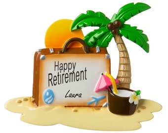 Gepersonaliseerde gelukkige pensionering, geschenken, ornament met naam, pensioengift, gepensioneerd