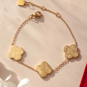 Sabr (patience)  Shukr (gratitude) - Tawakkul (Trust in god) Gold Bracelet