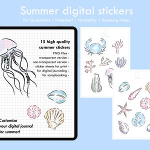 Shells and sea life Digital Stickers for digital journaling, scrapbooking, planning, print, Notability, Samsung Notes, Goodnotes