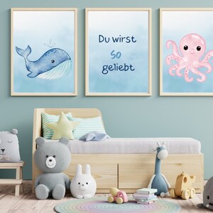 3 poster set sea - children&#39;s poster - children&#39;s room decoration - animal poster - children&#39;s quote - wall decoration - mural - children&#39;s picture
