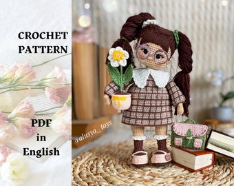 Padrão de crochê para boneca "Dália" - Instruções em PDF para Amigurumi - Presente DIY