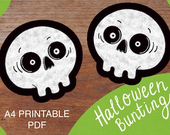 Halloween Bunting: Spooky Skulls, Autumn Decor (DIY Digital Download, Printable PDF File A4 Size )